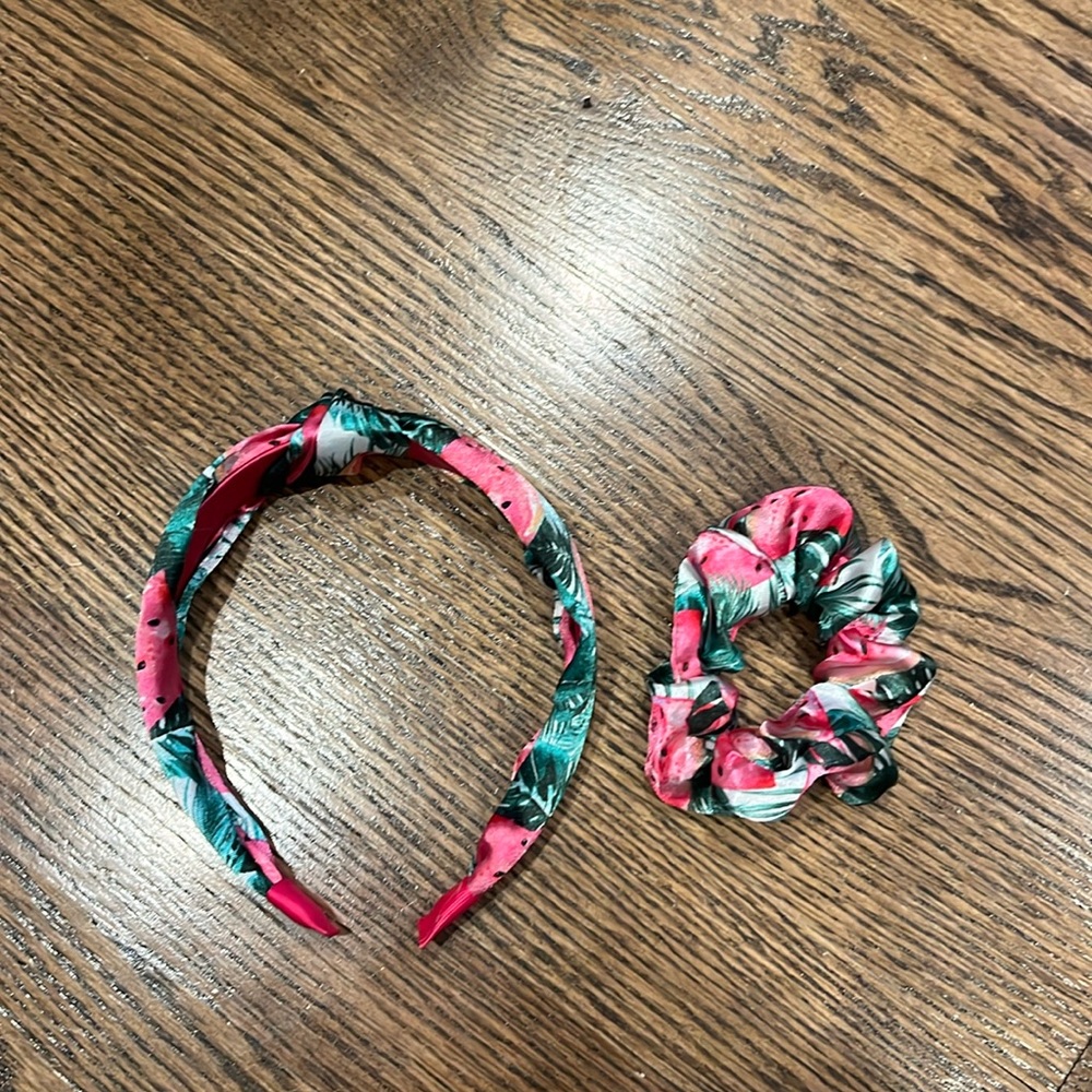 Little Girls Watermelon Headband And Hair Scrunchie